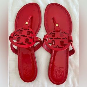Tory Burch Red Miller Patent leather thongs Sz 10